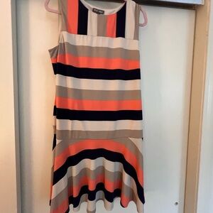 Roz & Ali Coral and Navy Sleeveless Sundress